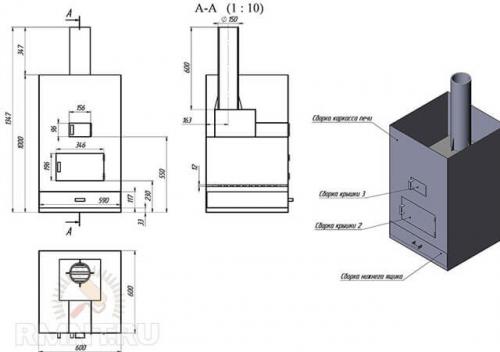 Самодельные печи для бани. Чертежи самодельных стальных печей для бани