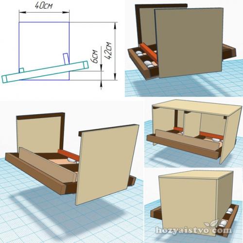 Гнездо для кур-несушек с яйцесборником чертеж. Делаем гнездо с яйцесборником для кур-несушек