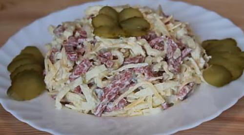 Салат разбойничий с блинами и курицей. Секреты готовки салата из блинчиков и куриного копченого мяса 11 Салат разбойничий с блинами и курицей. Секреты готовки салата из блинчиков и куриного копченого мяса 11