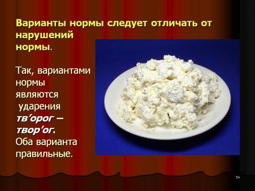 Как правильно творог или творог. Творог или творог ударение, как правильно