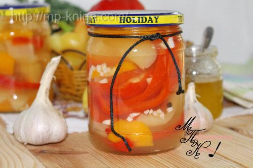 Перец в сладкой заливке с чесноком. Болгарский перец в сладкой заливке с чесноком