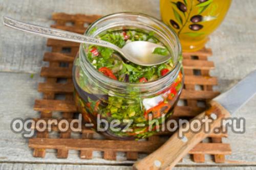 Баклажаны с чесноком и кинзой на зиму. Пикантные баклажаны с кинзой, чесноком и чили