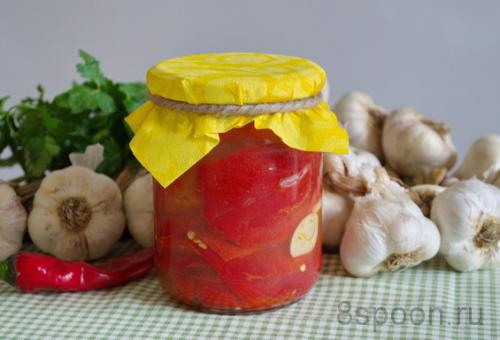 Перец маринованный целиком с чесноком. 
