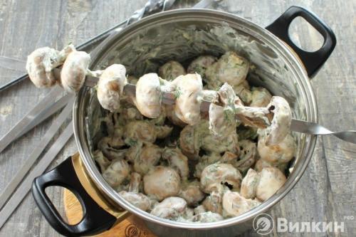 Маринад для грибов на мангал. Шашлык из шампиньонов на мангале