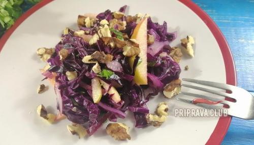 Салат с синей капустой и сыром. Пошаговое описание