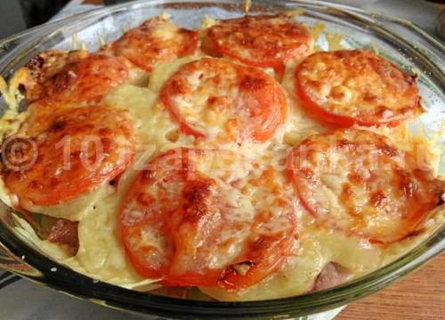 Картошка в духовке с майонезом и колбасой. Пошаговый рецепт приготовления: