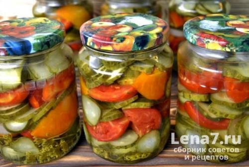 Салат из огурцов и помидоров на зиму. Салат на зиму из огурцов и помидоров с луком