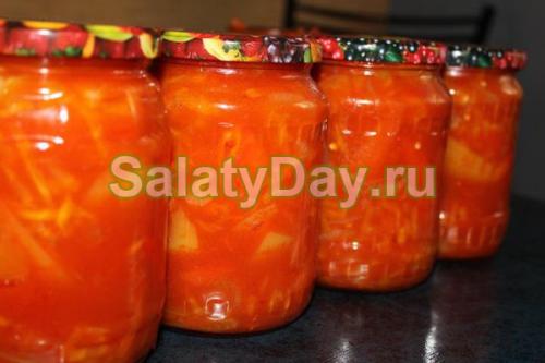 Консервированная морковь на зиму в банках. «Икра» закусочная, морковно-томатная 02