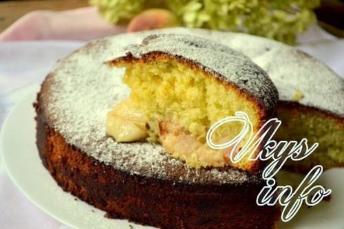 Шарлотка с персиками в мультиварке рецепт. Шарлотка с консервированными персиками 38