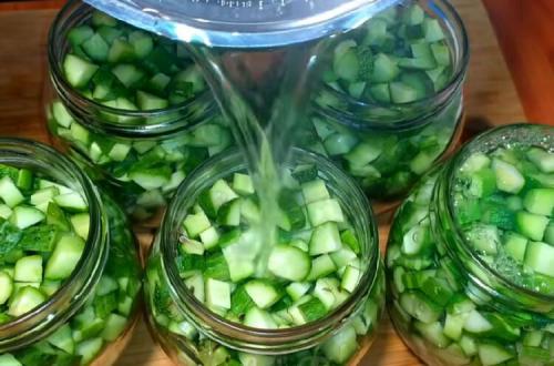 Огурцы кубиками для салатов на зиму без стерилизации: простой рецепт 13 Огурцы кубиками для салатов на зиму без стерилизации: простой рецепт 13