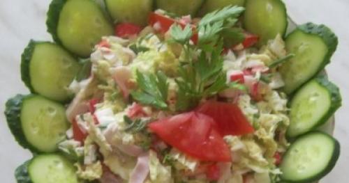 Теплый салат из шампиньонов и пекинской капусты 10 Теплый салат из шампиньонов и пекинской капусты 10