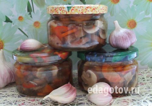 Маринованные шампиньоны на зиму с луком и морковью. Шампиньоны маринованные с болгарским перцем, морковью и луком (вкусно и быстро)