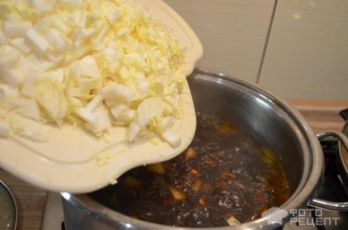 Какие ингредиенты можно добавить в суп с пекинской капустой и грибами. Рецепт: Щи с сушеными грибами - с пекинской капустой