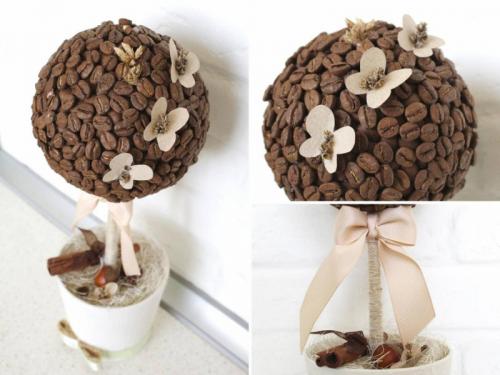 Кофейный топиарий значение. Кофейный топиарий своими руками: мастер-класс изготовления красивых поделок из кофейных зерен для начинающих