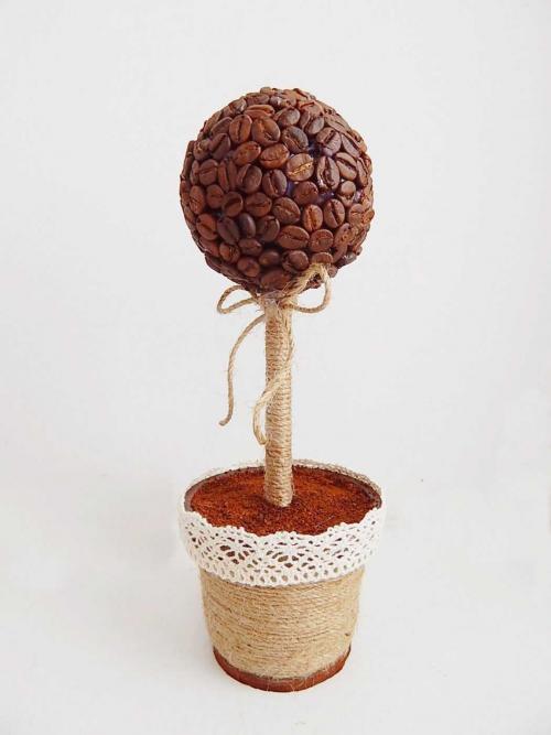 Дерево из кофейных зерен. Кофейный топиарий: пошаговый мастер-класс, как сделать маленькое декоративное дерево из кофейных зерен