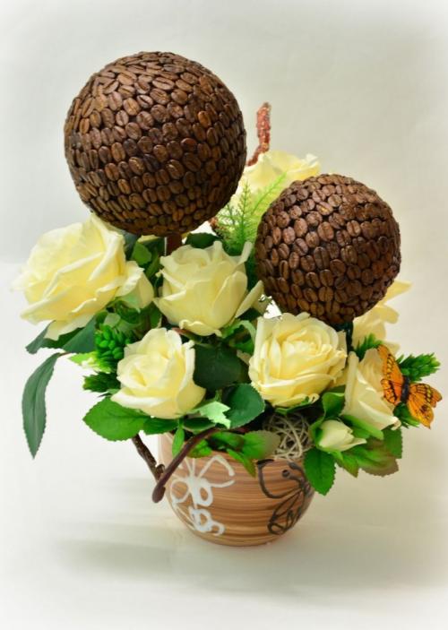 Кофейный топиарий значение. Кофейный топиарий своими руками: мастер-класс изготовления красивых поделок из кофейных зерен для начинающих