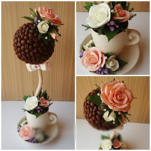 Кофейный топиарий значение. Кофейный топиарий своими руками: мастер-класс изготовления красивых поделок из кофейных зерен для начинающих